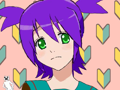 1girl fukkireta green_eyes parody photoshop purple_hair twintails unyl-chan wakaba_mark zlokot