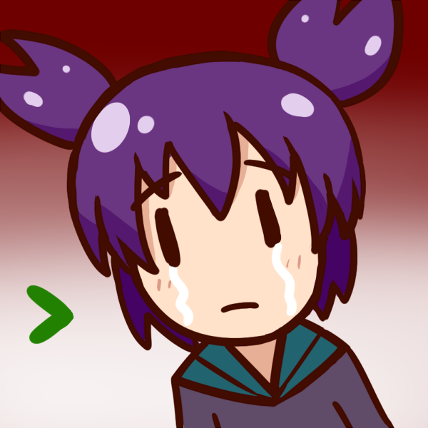 1girl blush chibi crying purple_hair sauce_(artist) solo tears twintails unyl-chan