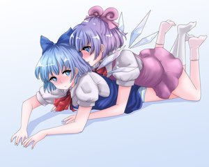 Rating: Safe Score: 0 Tags: 2girls blue_eyes blue_hair blush bow cirno crossover dress lying lying_on_person panties pokemon purple_hair short_hair slowpoke socks strip striped touhou wings User: (automatic)Anonymous