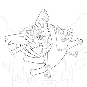 Rating: Safe Score: 0 Tags: animal bow cat champion_of_tzeentch_(artist) flying kaenbyou_rin lineart monochrome outdoors reiuji_utsuho riding skull spread_arms /to/ touhou wings User: (automatic)nanodesu