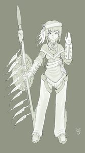 Rating: Safe Score: 0 Tags: feather lance monochrome native_american short_hair simple_background tagme traditional_clothes weapon User: (automatic)nanodesu