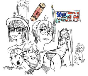 Rating: Explicit Score: 0 Tags: ahoge black_hole-chan bomb-chan bomb-kun bomb-kun_(artist) collage from_behind glasses monochrome shirt short_hair skateboard sketch t-shirt twintails User: (automatic)nanodesu