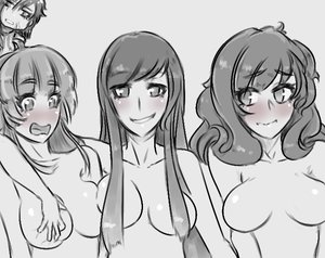 Rating: Explicit Score: 0 Tags: 3girls blush breasts embarrassed long_hair monochrome multiple_girls nude User: (automatic)Anonymous