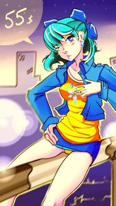 Rating: Safe Score: 0 Tags: 1girl alternate_costume blue_eyes blue_hair blush bow casual cirno contemporary earrings hand_on_hip has_child_posts idleantics_(artist) jacket madskillz_thread_oppic makeup miniskirt outdoors panties pantyshot short_hair skirt solo touhou v wink User: (automatic)Anonymous