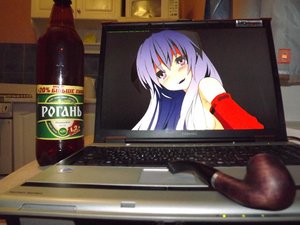 Rating: Safe Score: 0 Tags: 2d_dating beer computer furude_hanyuu higurashi_no_naku_koro_ni horns laptop photo pipe pun User: (automatic)timewaitsfornoone