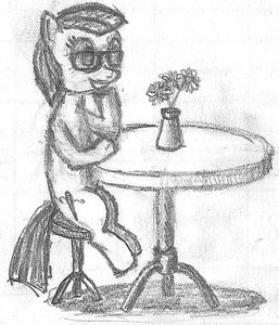 Rating: Safe Score: 0 Tags: animal /bro/ glasses madskillz monochrome my_little_pony no_humans pony sitting sketch table traditional_media User: (automatic)Anonymous