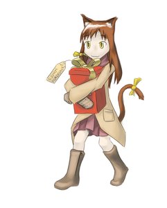 Rating: Safe Score: 0 Tags: animal_ears bow brown_hair cat_ears coat gift happy_birthday long_hair mittens simple_background smile tail uvao-chan walking winter_clothes yellow_eyes User: (automatic)nanodesu
