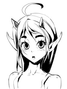Rating: Safe Score: 0 Tags: ahoge bare_shoulders horns main_page monochrome pointy_ears sketch User: (automatic)Anonymous