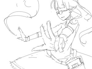 Rating: Safe Score: 0 Tags: bag glasses gloves long_hair magic monochrome pointy_ears simple_background sketch User: (automatic)nanodesu