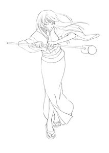 Rating: Safe Score: 0 Tags: alternate_costume banhammer banhammer-tan japanese_clothes long_hair monochrome sandals sketch weapon wind User: (automatic)timewaitsfornoone