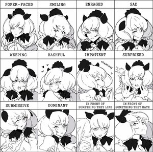Rating: Safe Score: 0 Tags: angry animal_ears blush bow chart closed_eyes crying emotions hon-hon kvaderate long_hair maid_headdress monochrome oxykoma_(artist) smile tears User: (automatic)Anonymous