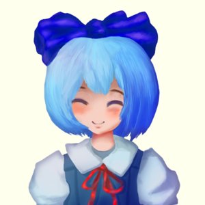 Rating: Safe Score: 0 Tags: ^_^ 1girl blue_hair blush bow cirno closed_eyes portrait short_hair simple_background smile solo touhou transparent_background User: (automatic)Anonymous