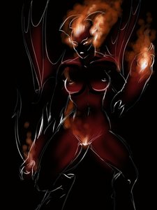 Rating: Explicit Score: 0 Tags: breasts fire hoof horns nipples nude short_hair succubus wings User: (automatic)nanodesu