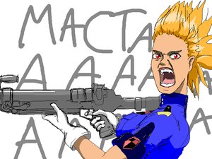 Rating: Safe Score: 0 Tags: blonde_hair fang frustration gloves gogen_solncev hellsing /o/ oekaki open_mouth parody red_eyes seras_victoria short_hair simple_background sketch weapon User: (automatic)nanodesu