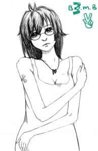 Rating: Safe Score: 0 Tags: ahoge bomb-chan glasses long_hair monochrome simple_background User: (automatic)nanodesu