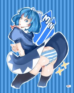 Rating: Safe Score: 0 Tags: blue_eyes blue_hair cirno dress madskillz_thread_oppic oxykoma_(artist) panties striped thighhighs touhou wings User: (automatic)Anonymous