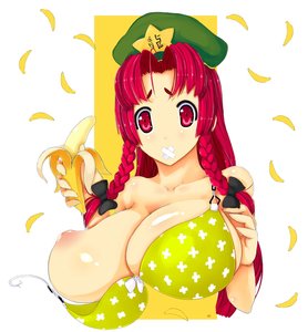 Rating: Explicit Score: 0 Tags: banana bandaid braid breasts hat hong_meiling long_hair oxykoma_(artist) red_eyes red_hair touhou twin_braids User: (automatic)cirno2014