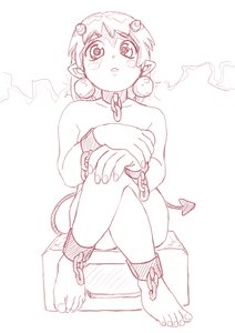 Rating: Questionable Score: 0 Tags: /an/ blush blush_stickers collar cuffs devil_tail earrings horns monochrome nude short_hair sitting sketch tail User: (automatic)Anonymous