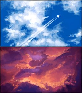Rating: Safe Score: 0 Tags: /an/ cloud collage nature no_humans plane sky sunset User: (automatic)Anonymous