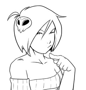 Rating: Safe Score: 0 Tags: ahoge bare_shoulders lineart looking_at_viewer monochrome pointing short_hair skull zone-tan User: (automatic)Anonymous