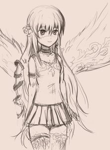 Rating: Safe Score: 0 Tags: blush character_request futaba_style long_hair monochrome sketch skirt tagme thighhighs wings zettai_ryouiki User: (automatic)nanodesu