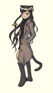 Rating: Safe Score: 0 Tags: animal_ears bow braid brown_hair cat_ears coat hands_in_pockets long_hair orange_eyes simple_background tail transparent_background uvao-chan User: (automatic)nanodesu