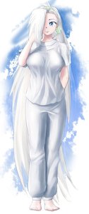 Rating: Safe Score: 0 Tags: barefoot blue_eyes breasts f2d_(artist) hair_over_one_eye hair_ribbon long_hair very_long_hair white_hair User: (automatic)nanodesu
