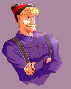 Rating: Safe Score: 0 Tags: 1boy blonde_hair blue_eyes chapaev crossed_arms furry_hat hat mustache shirt short_hair simple_background soviet User: (automatic)nanodesu