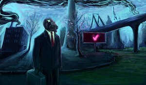 Rating: Safe Score: 0 Tags: /an/ atmospheric bridge business_suit city cityscape gas_mask outdoors tree User: (automatic)nanodesu