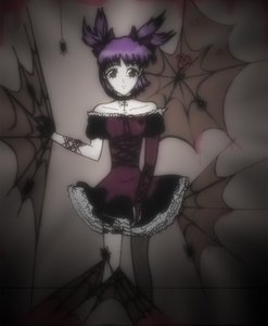 Rating: Safe Score: 0 Tags: alternate_costume bizarre cross dark gothic_lolita hair_ribbons has_child_posts purple_hair spider spider_web twintails unyl-chan User: (automatic)ii