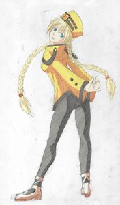 Rating: Safe Score: 0 Tags: alternate_costume blonde_hair blue_eyes braid colored cosplay crossover from_behind guilty_gear hat millia_rage slavya-chan twin_braids User: (automatic)Anonymous