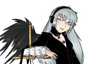 Rating: Safe Score: 0 Tags: collar frills grey_hair headdress long_hair pink_eyes rozen_maiden silver_hair simple_background suigintou sword weapon wings User: (automatic)nanodesu