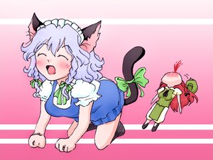Rating: Safe Score: 0 Tags: 2girls all_fours animal_ears braid cat_ears grey_hair hong_meiling izayoi_sakuya maid maid_headdress maid_outfit nosebleed red_hair tail /to/ touhou twin_braids User: (automatic)Big_C