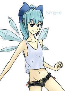 Rating: Safe Score: 0 Tags: alternate_costume blue_eyes blue_hair bow cirno has_child_posts hater_(artist) short_hair shorts top touhou wings User: (automatic)nanodesu