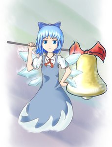 Rating: Safe Score: 0 Tags: :< baka bell blue_hair bow cirno dress necktie short_hair stick touhou User: (automatic)Willyfox