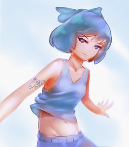 Rating: Safe Score: 0 Tags: 1girl blue_eyes blue_hair bow cirno frog hair_bow midriff navel short_hair solo tank_top tattoo touhou User: (automatic)Anonymous