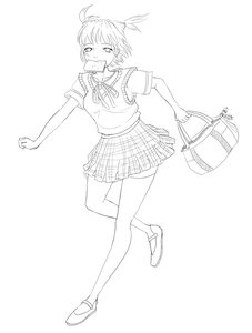 Rating: Safe Score: 0 Tags: 1girl bag food lineart monochrome mouth_hold running school_uniform shirt simple_background sketch skirt solo sweater_vest thighhighs toast toast_in_mouth twintails unyl-chan zettai_ryouiki User: (automatic)nanodesu