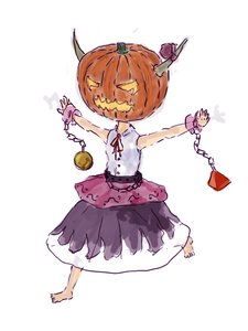 Rating: Safe Score: 0 Tags: chain fujiwara_no_mokou_(artist) halloween horns ibuki_suika pumpkin pumpkin_lantern running simple_background spread_arms touhou User: (automatic)nanodesu