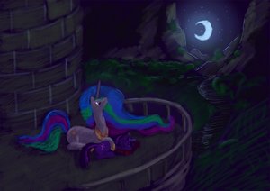 Rating: Safe Score: 0 Tags: /bro/ horn horns lying moon mountains multicolored_hair my_little_pony night no_humans outdoors pony princess_celestia sky sleeping twilight_sparkle unicorn User: (automatic)Anonymous
