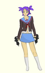 Rating: Safe Score: 0 Tags: green_eyes highres jacket purple_hair school_uniform shirt simple_background skirt socks transparent_background twintails unyl-chan weapon User: (automatic)nanodesu