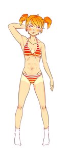 Rating: Safe Score: 0 Tags: 1girl abs arm_behind_head arm_up bikini blush covered_nipples dvach-tan idleantics_(artist) navel orange_hair red_eyes simple_background socks solo striped striped_bikini swimsuit tan tanline twintails User: (automatic)Anonymous