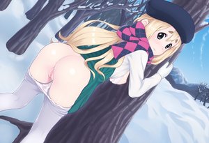 Rating: Explicit Score: 0 Tags: 1girl against_tree ass beret blonde_hair blue_eyes blush bra bra_pull breasts dutch_angle eyebrows from_behind has_child_posts hat highres k-on! kotobuki_tsumugi long_hair looking_back mittens nipples panties pantyhose pantyhose_pull panty_pull pussy pussy_juice scarf snow solo tree white_legwear winter User: (automatic)Anonymous