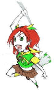 Rating: Safe Score: 0 Tags: banhammer banhammer-tan green_eyes long_hair open_mouth perspective red_hair simple_background sketch skirt socks /tan/ wakaba_colors wakaba_mark weapon User: (automatic)nanodesu