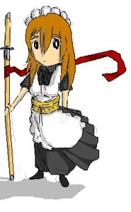 Rating: Safe Score: 0 Tags: apron brown_hair chibi dress maid maid_headdress maid_outfit simple_background sword weapon User: (automatic)nanodesu