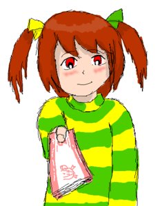 Rating: Safe Score: 0 Tags: banhammer-tan blush brown_hair butthurt chibimod-chan money red_eyes smile striped sweater twintails wakaba_colors User: (automatic)timewaitsfornoone