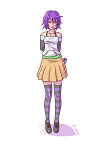 Rating: Safe Score: 0 Tags: 1girl banhammer blue_eyes co2_(artist) co_(artist) full_body mouth_hold purple_hair rosario+vampire shirayuki_mizore short_hair simple_background skirt solo standing striped thighhighs weapon zettai_ryouiki User: (automatic)Anonymous