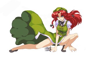 Rating: Safe Score: 0 Tags: beret blue_eyes bow braid hat hong_meiling knife long_hair /o/ oekaki red_hair simple_background touhou twin_braids weapon User: (automatic)nanodesu