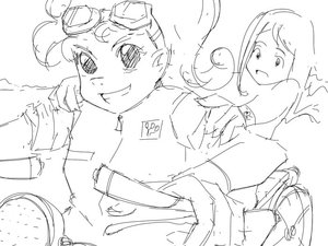 Rating: Safe Score: 0 Tags: 2girls /bro/ fluttershy goggles humanization monochrome motorcycle my_little_pony outdoors pinkie_pie pony pony_(artist) riding sketch smile User: (automatic)Anonymous