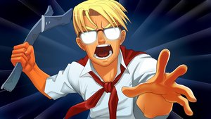Rating: Safe Score: 0 Tags: 1boy blonde_hair eroge game_cg glasses highres madness motion_lines necktie open_mouth pioneer pioneer_necktie pioneer_uniform shirt short_hair shurik weapon User: (automatic)Anonymous
