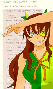 Rating: Safe Score: 0 Tags: banhammer-tan bow brown_hair evil_smile eye_patch green_eyes imageboard long_hair smile wakaba_mark User: (automatic)Willyfox